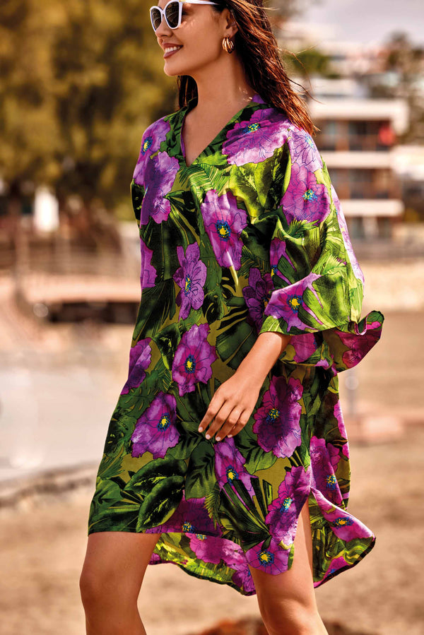 KLEID MIT FLEDERMAUSÄRMELN VIOLETT
