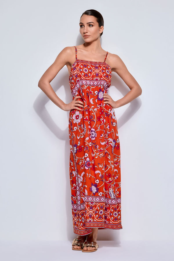 LANGES KLEID MIT ETHNISCHEM MUSTER