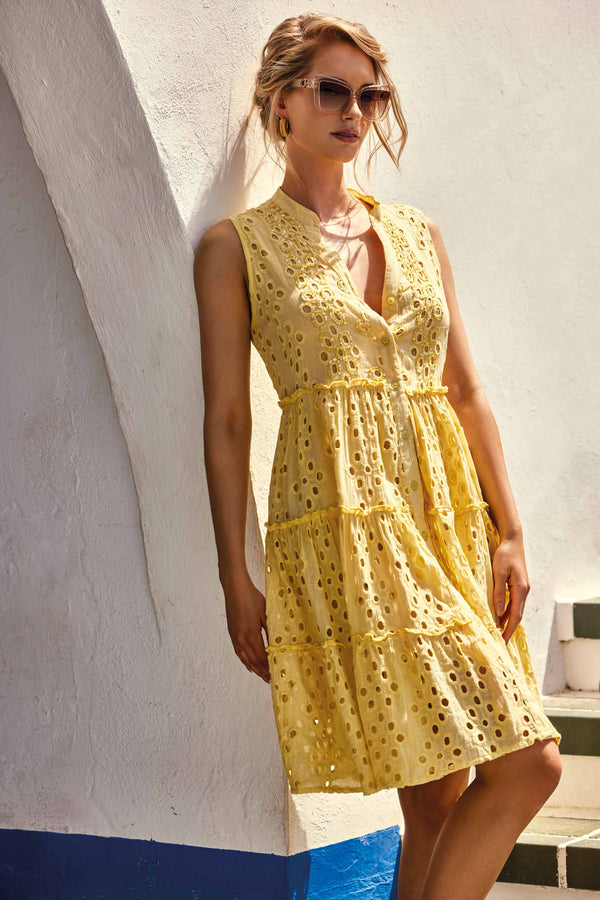 ÄRMELLOSES KLEID AUS SPITZENSTOFF CLORI