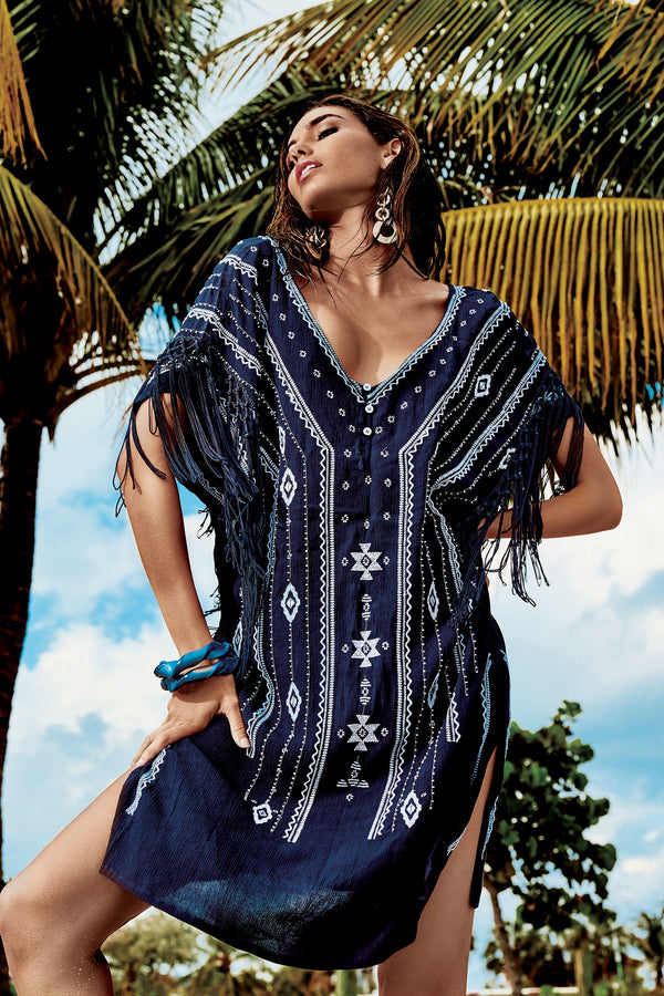 Kaftan mit Fransen