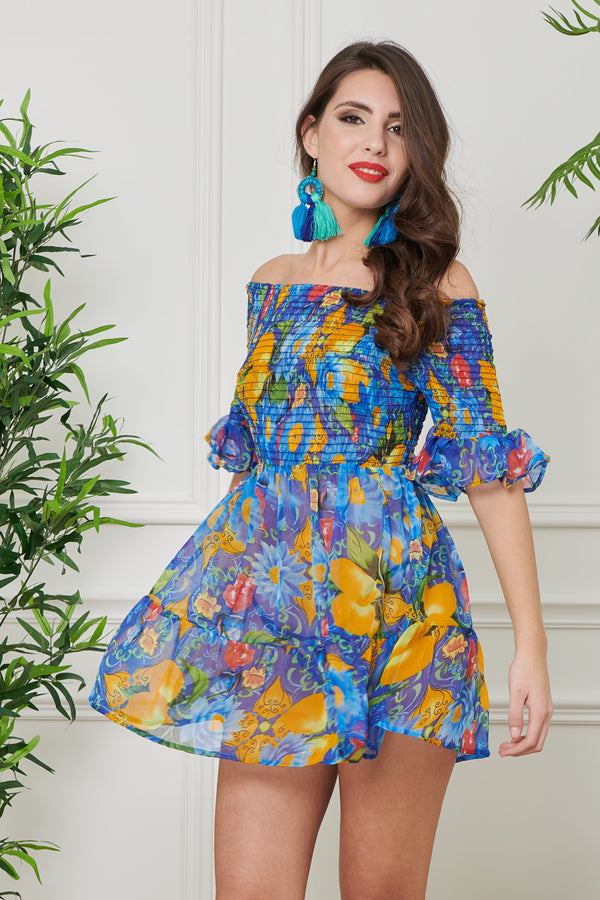 CHIFFON-RÜSCHENKLEID
