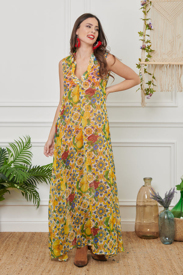 LANGER CHIFFON-KAFTAN