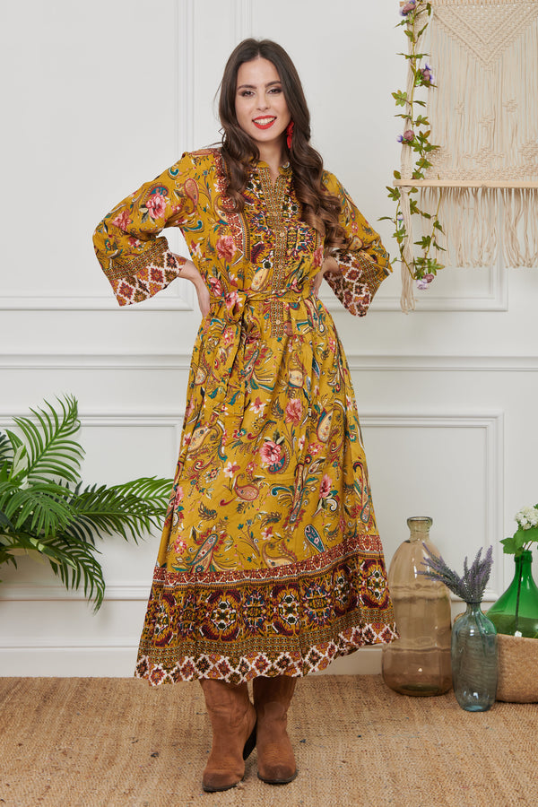 LANGES JACQUARD-BLUMENKLEID