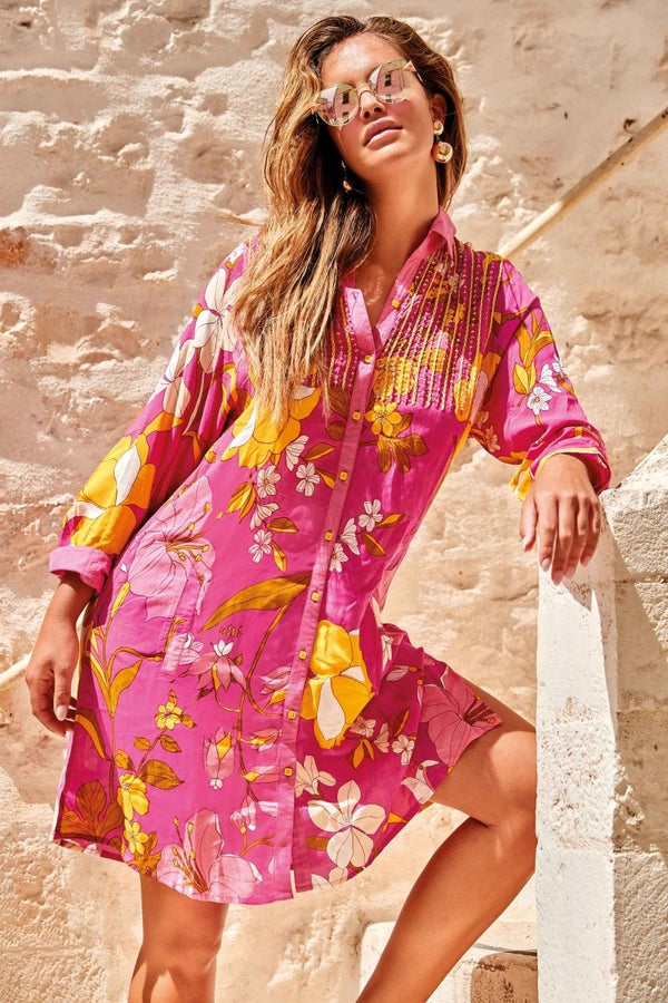 ABITO CAMICIA FLOREALE- DB22-082 - #Moda Mare Positano#