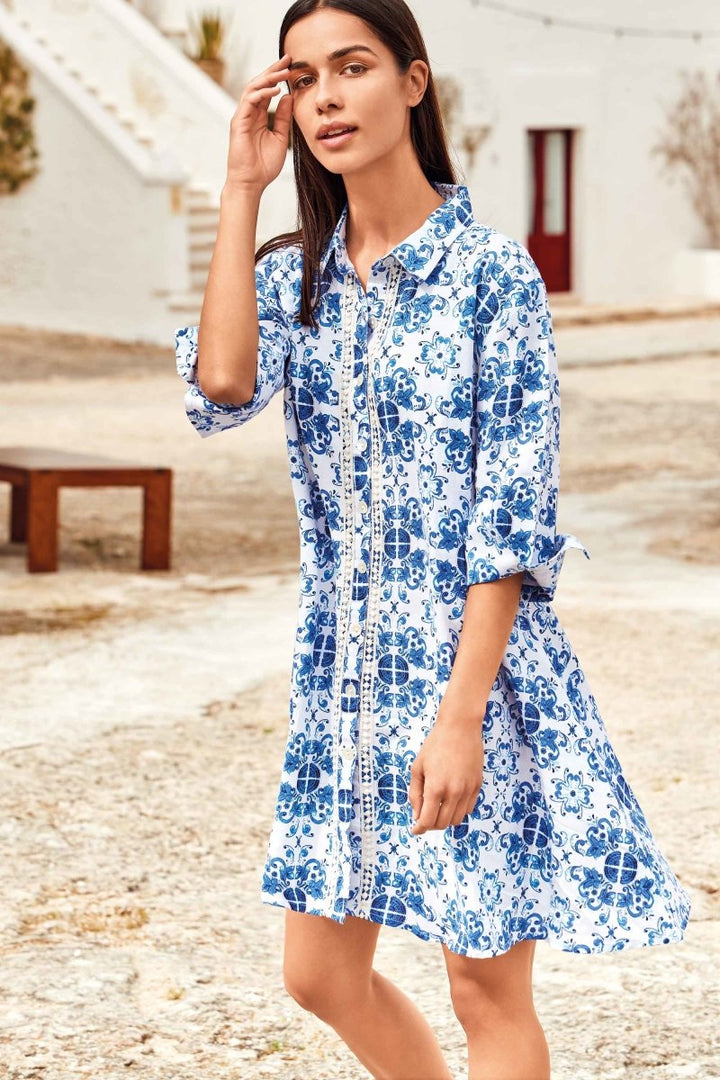 ABITO CAMICIA LINO MAIOLICHE- IC22-057 - #Moda Mare Positano#