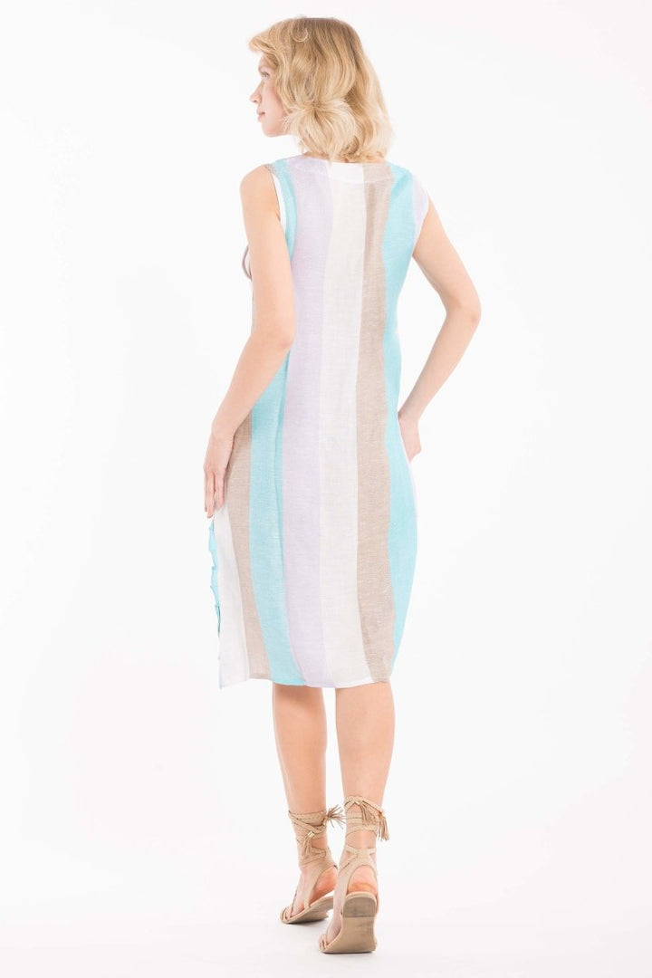 ABITO LINO RIGHE- IC22-080 - #Moda Mare Positano#